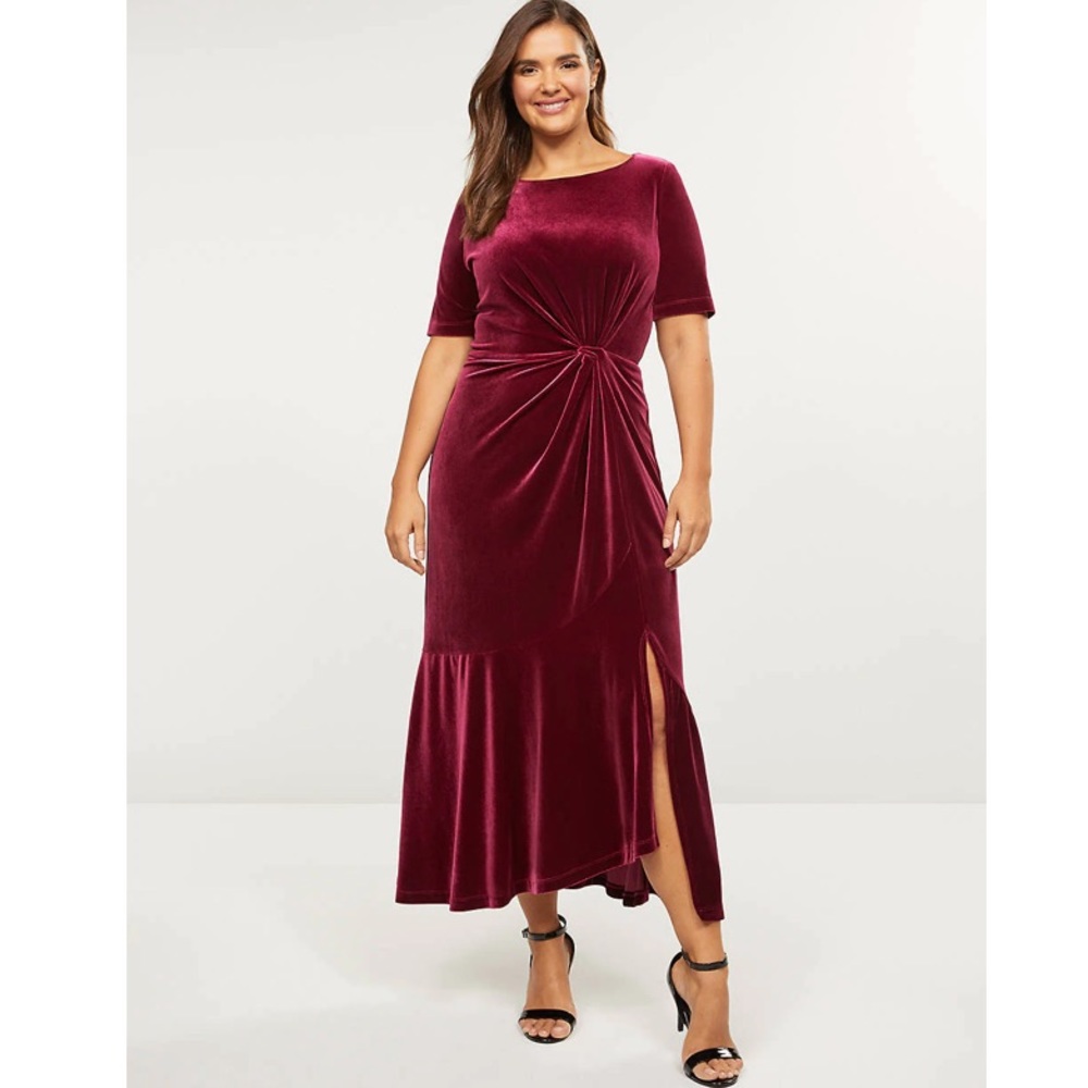 Lane Bryant Port Royal Velvet Twisted Midi